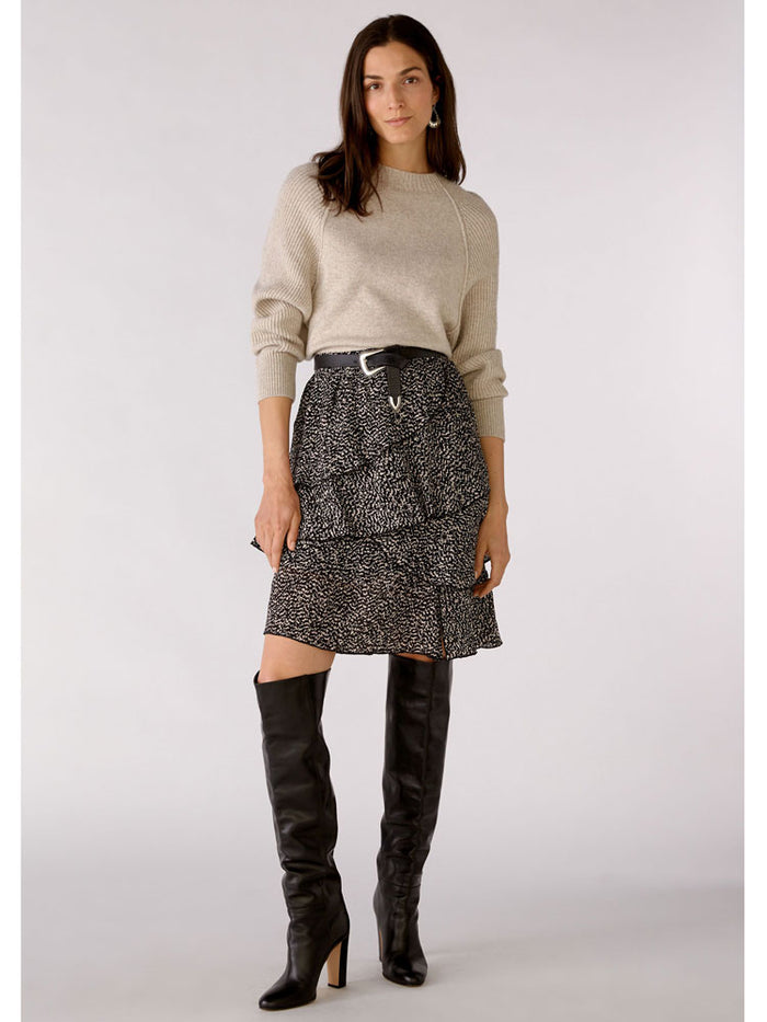 Oui Tiered Skirt Black