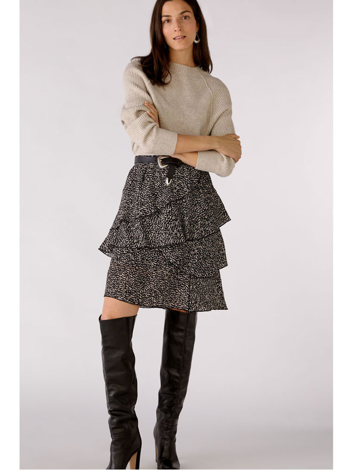 Oui Tiered Skirt Black