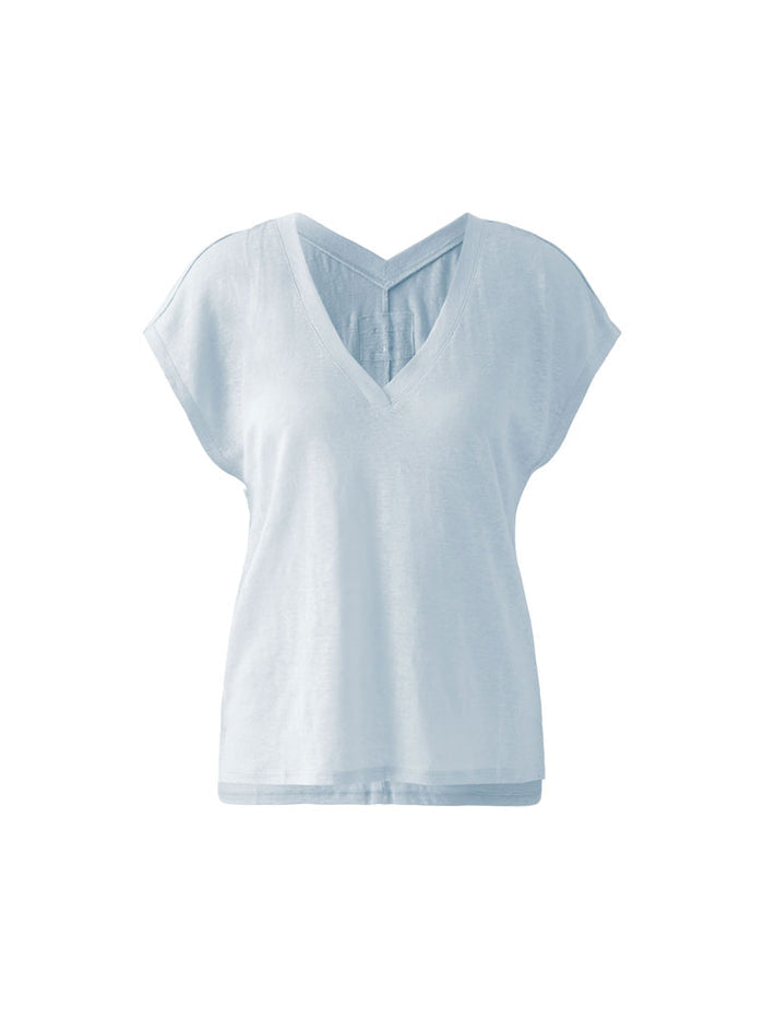 Oui V-Neck T-Shirt Powder Blue
