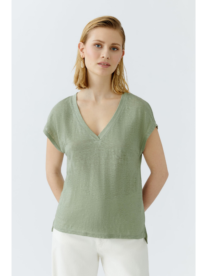 Oui V-Neck T-Shirt Sage