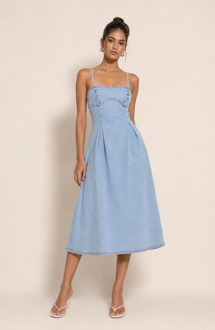 Ovia Midi Dress - Light Blue