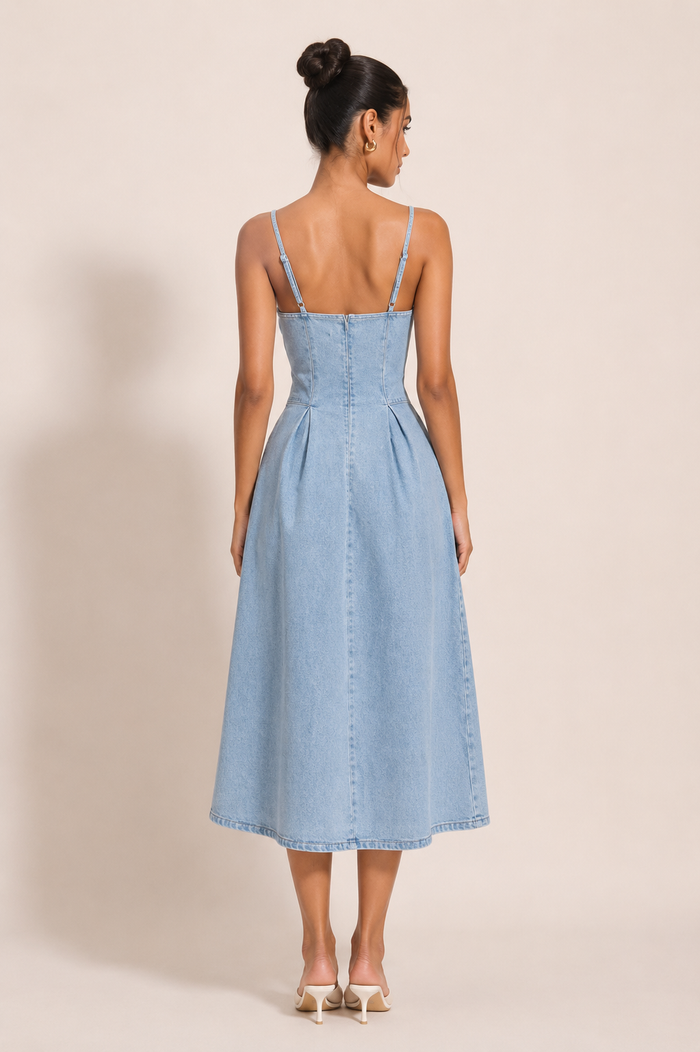 Ovia Midi Dress - Light Blue