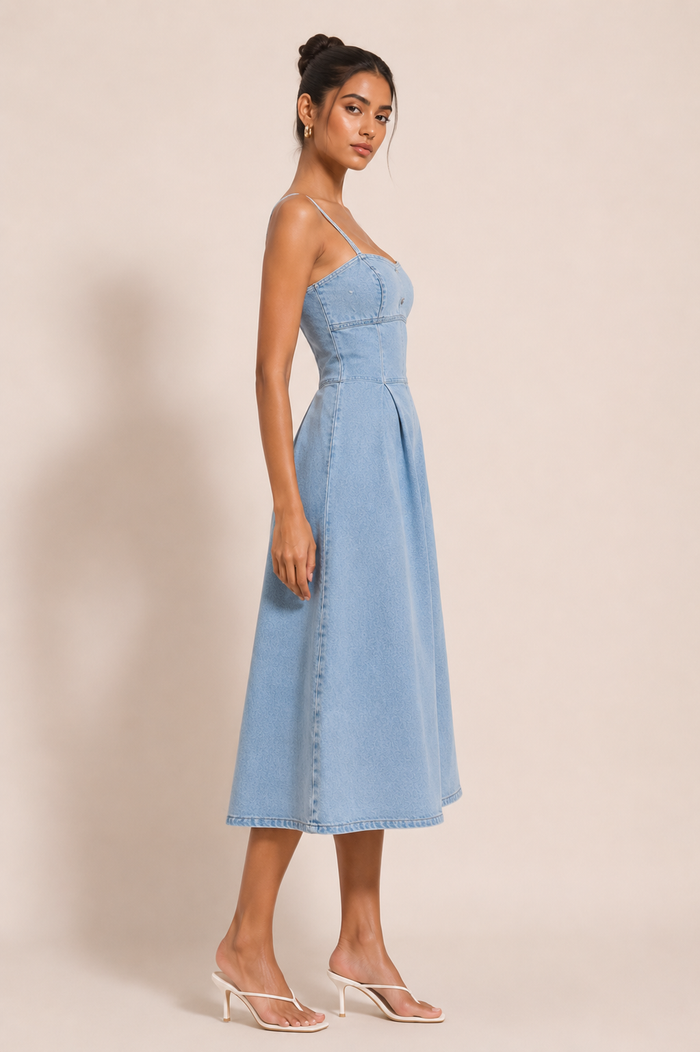 Ovia Midi Dress - Light Blue