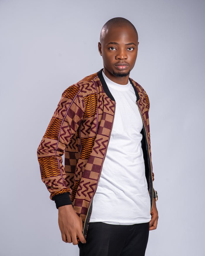 Oye Men's African Print Bomber Jacket