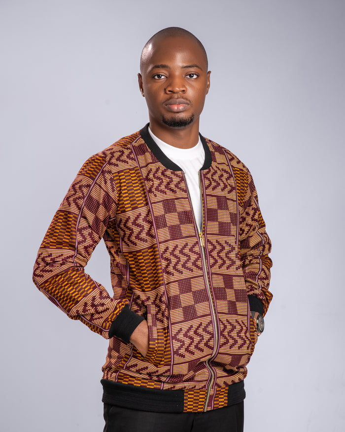 Oye Men's African Print Bomber Jacket