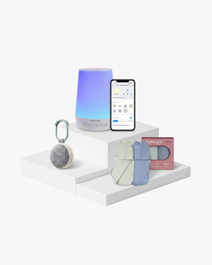 Pack Soins Bébé : Machine à sons intelligente et portable + Lange d’emmaillotage facile