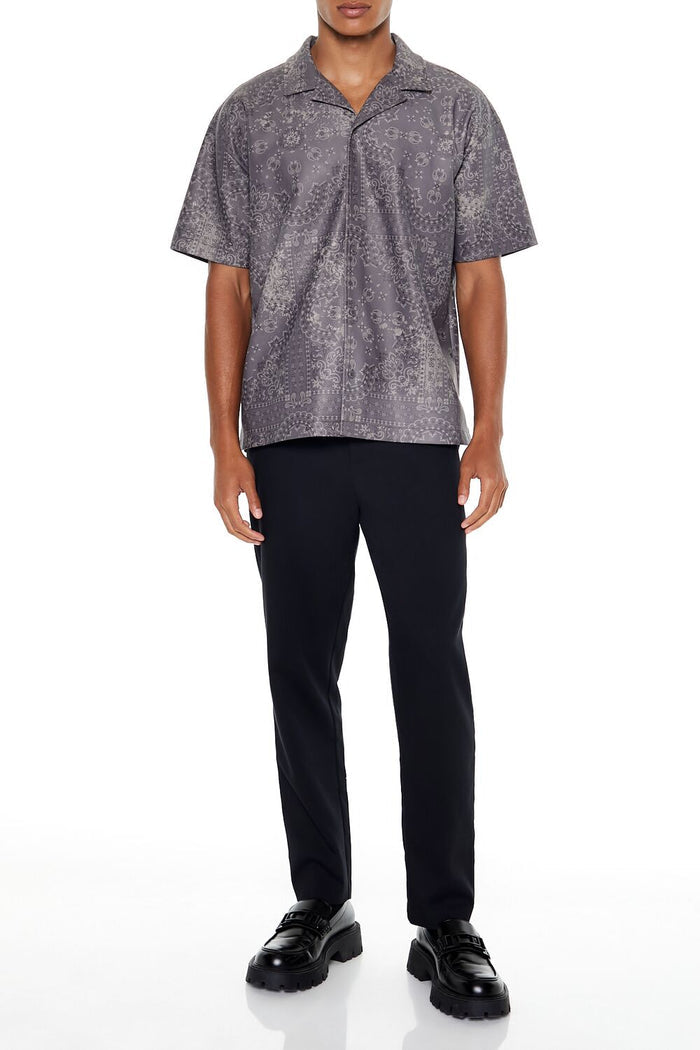 Paisley Print Faux Leather Shirt