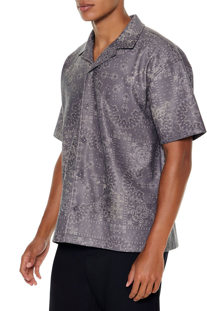 Paisley Print Faux Leather Shirt