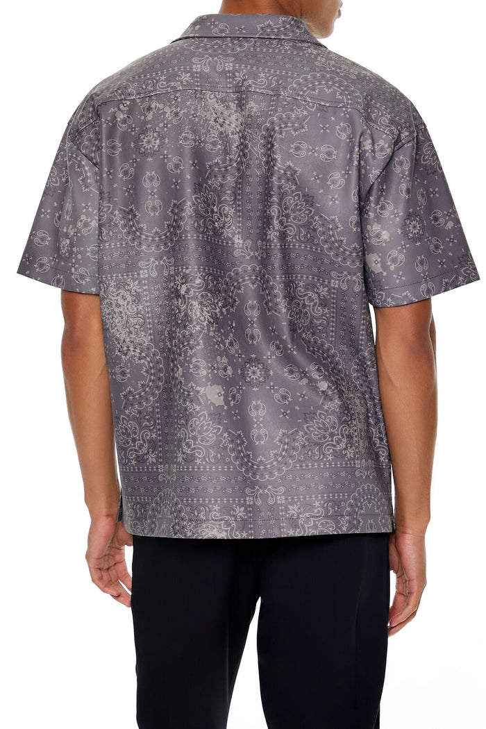 Paisley Print Faux Leather Shirt