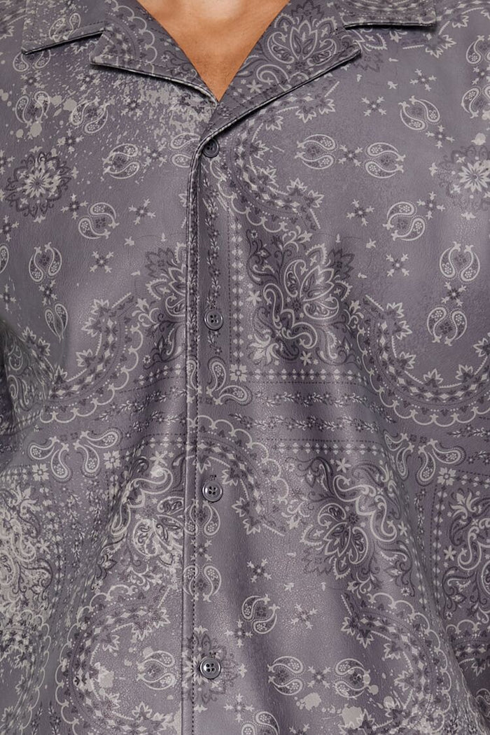 Paisley Print Faux Leather Shirt