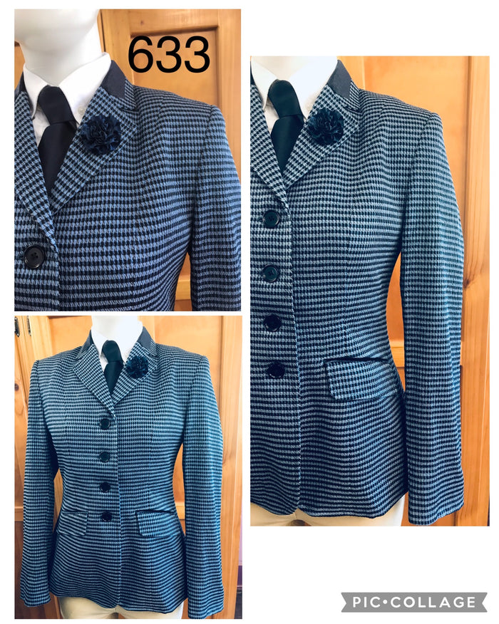 Pale Blue & Navy Check Wool Blend Adults Show Hunter Jacket (633)