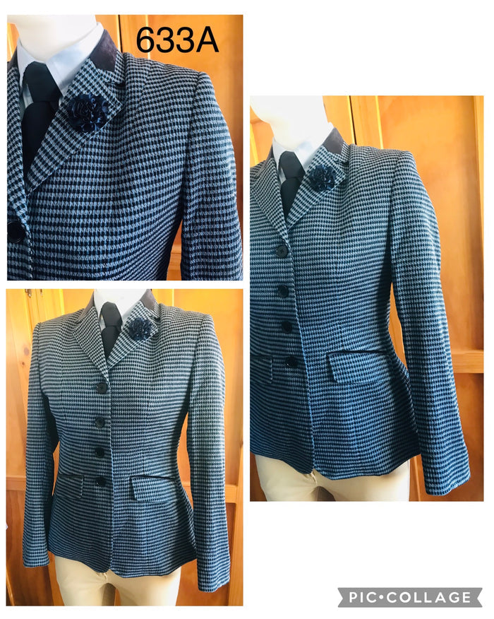 Pale Blue & Navy Check Wool Blend Adults Show Hunter Jacket (633)