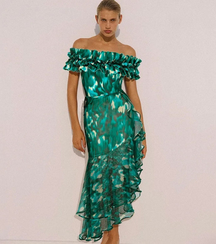 Palm Kiss Swimsuit Wrap Skirt - Green