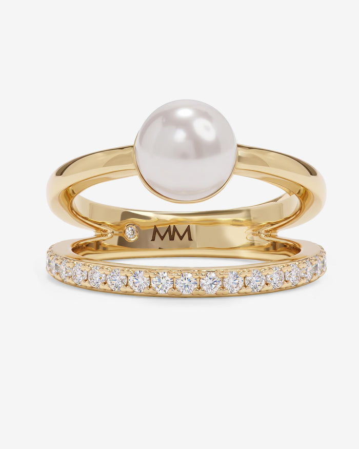 Perfect Pearl Stacked Ring by Melinda Maria