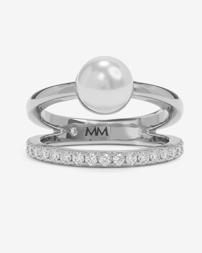 Perfect Pearl Stacked Ring by Melinda Maria