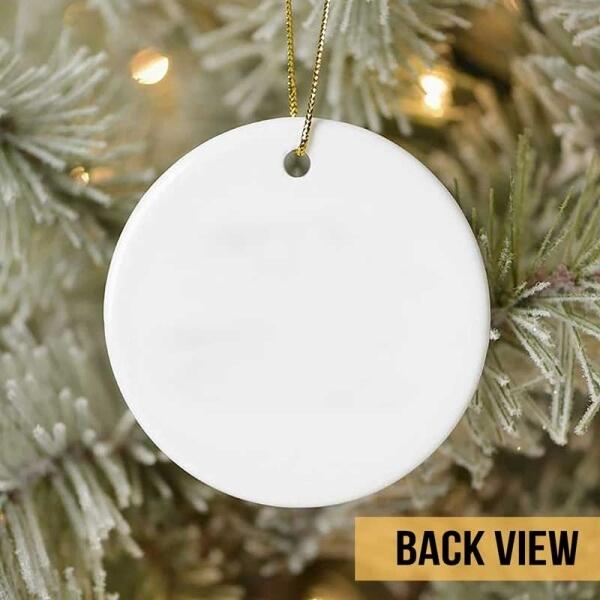 Personalised Joy Red Plaid Pattern Circle Ceramic Ornament - Personalized Dog Lovers Decorative Christmas Ornament