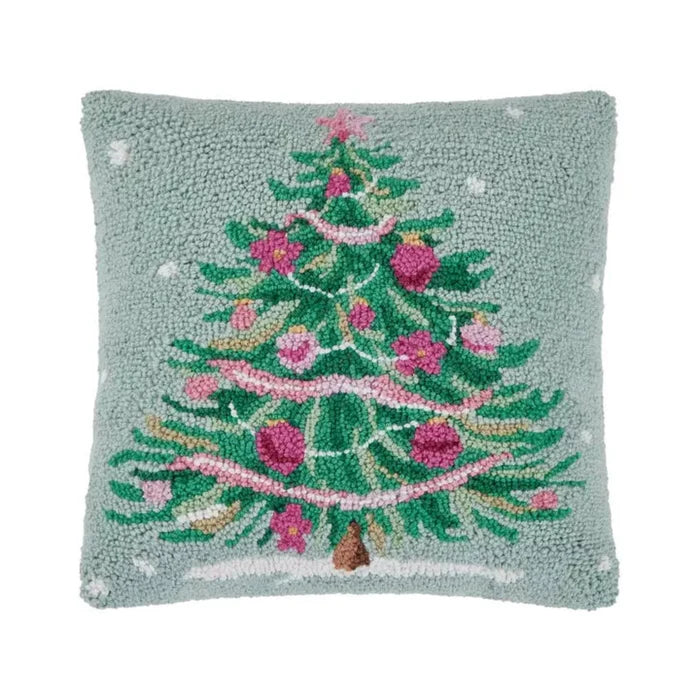 Pink & Green Christmas Tree Hook Pillow