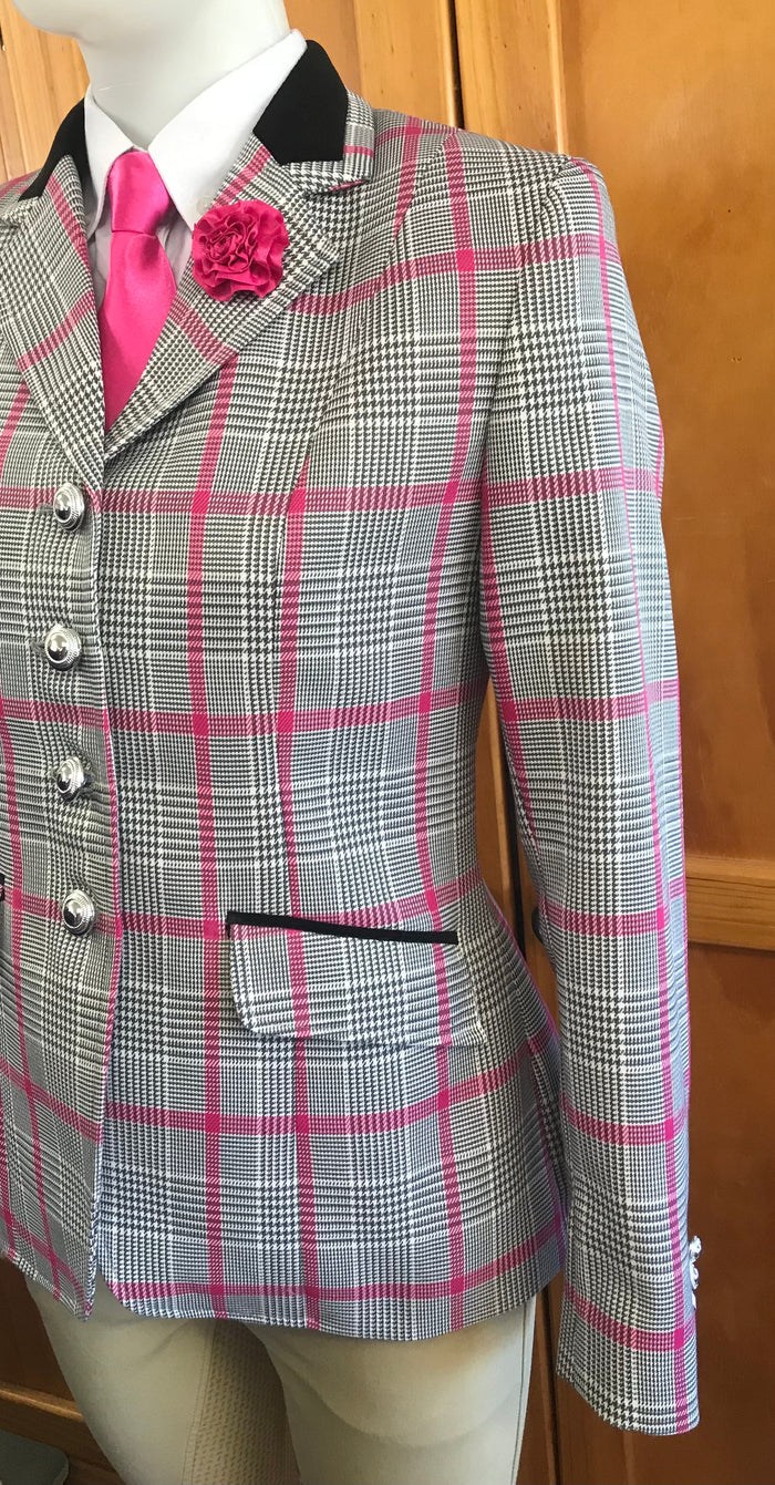 Pink (Hot), Grey, Cream & Black WOW Show Hunter Jacket (631) Adults