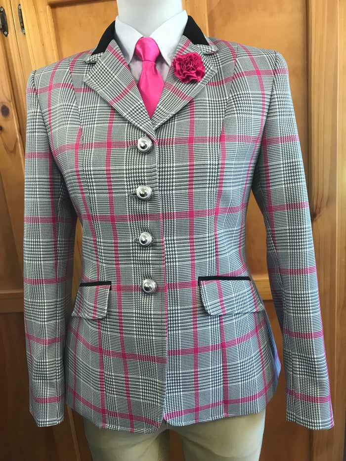 Pink (Hot), Grey, Cream & Black WOW Show Hunter Jacket (631) Adults