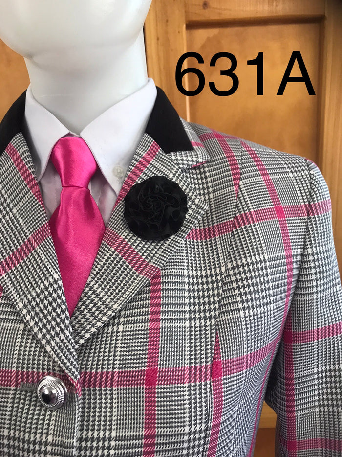 Pink (Hot), Grey, Cream & Black WOW Show Hunter Jacket (631) Adults