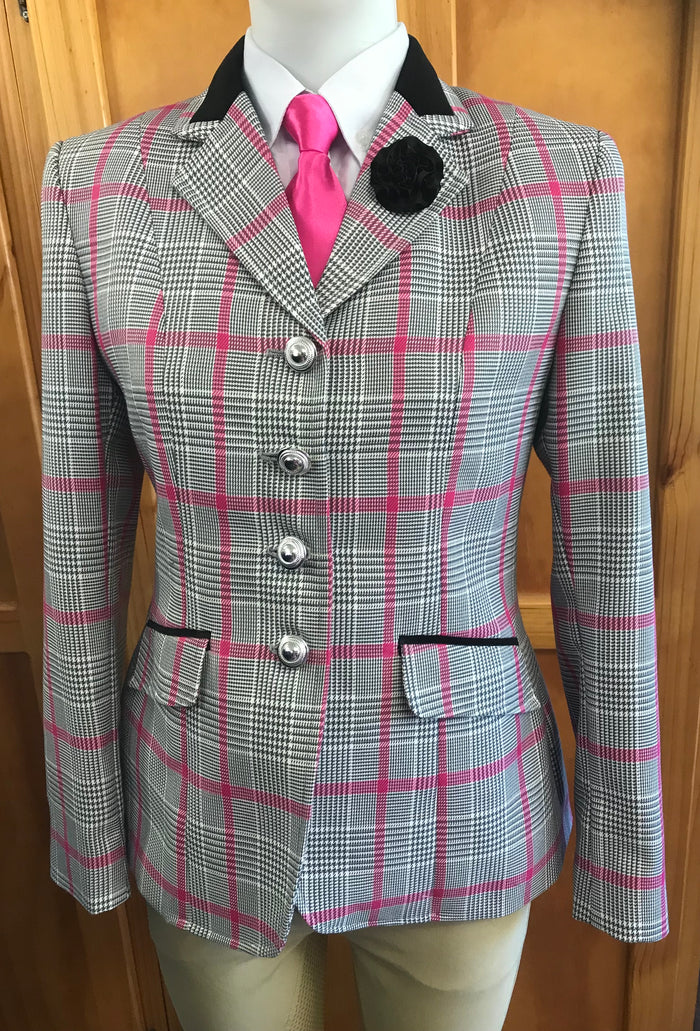 Pink (Hot), Grey, Cream & Black WOW Show Hunter Jacket (631) Adults