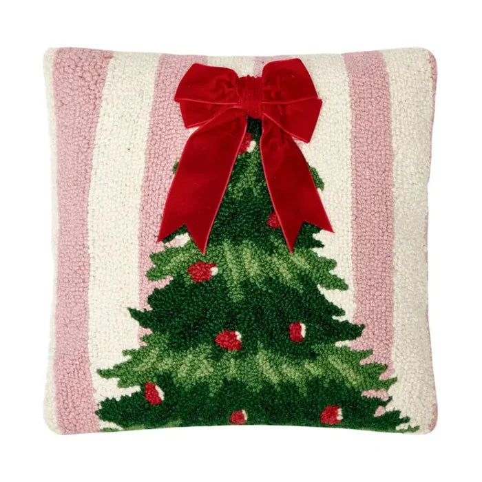 Pink Stripe Tree with Ribbon Hook Pillow