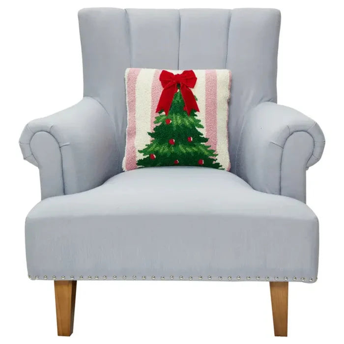 Pink Stripe Tree with Ribbon Hook Pillow