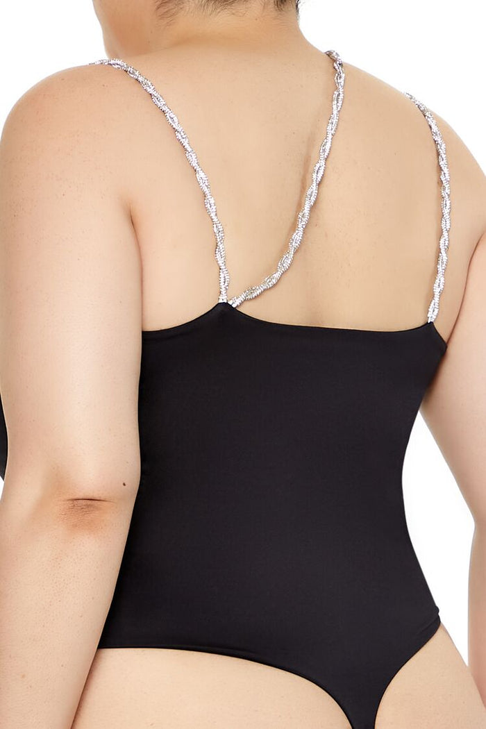 Plus Size Contour Sculpt Metallic-Strap Bodysuit