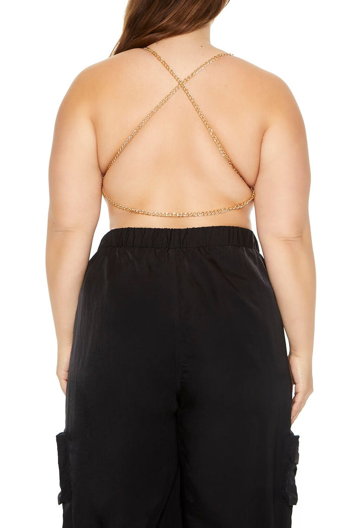 Plus Size Cutout Chain Bodysuit