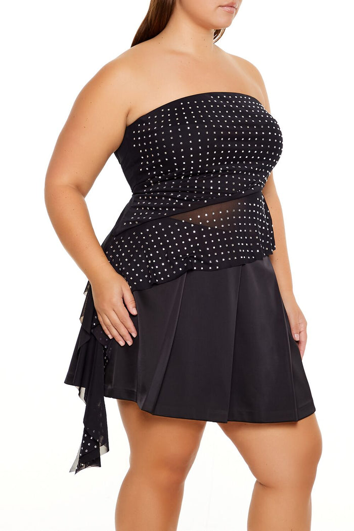 Plus Size Rhinestone Strapless Top