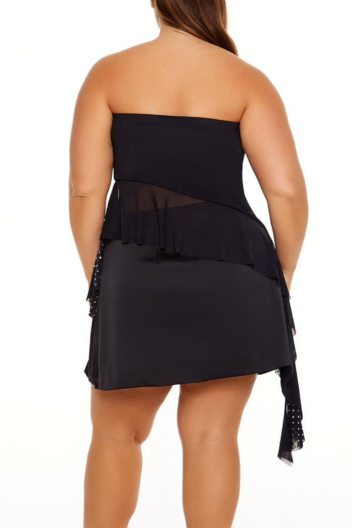 Plus Size Rhinestone Strapless Top