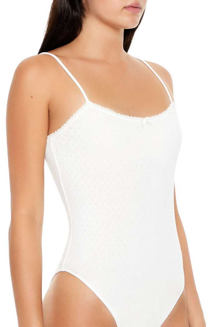 Pointelle Bow Cami Bodysuit