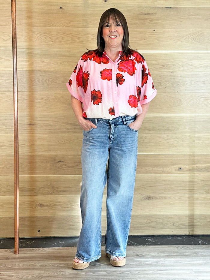 Pom Blouse Flower Bouquet