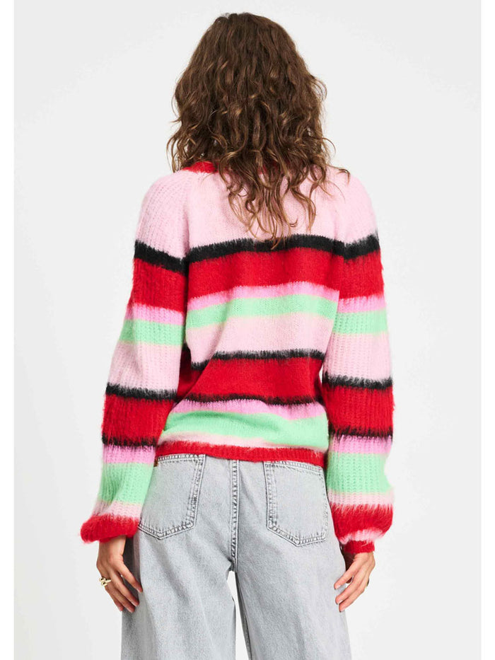 Pom Brushed Stripes Jumper Red & Green