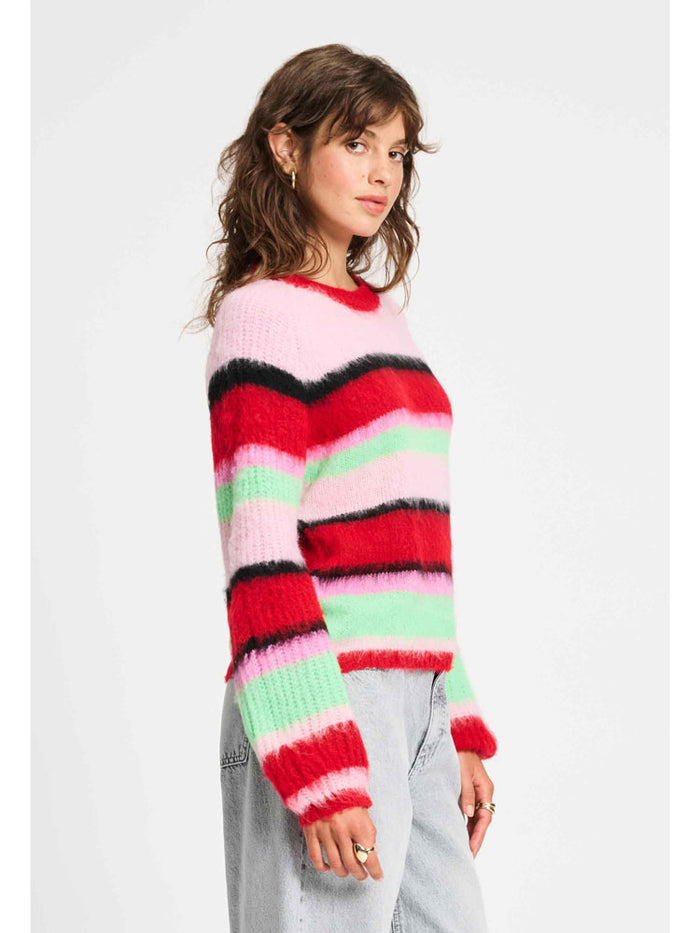 Pom Brushed Stripes Jumper Red & Green