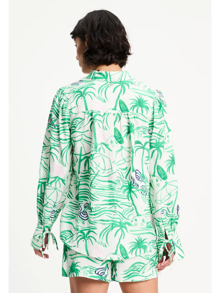 Pom Linen Mix Blouse Beach Vibes Green