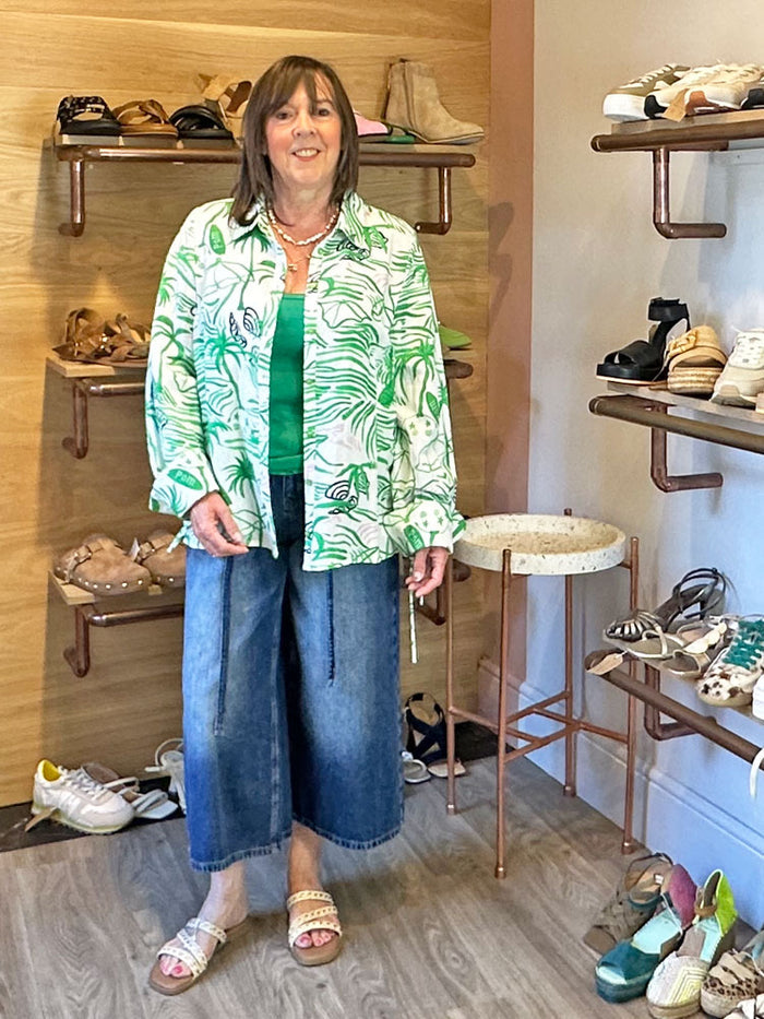 Pom Linen Mix Blouse Beach Vibes Green