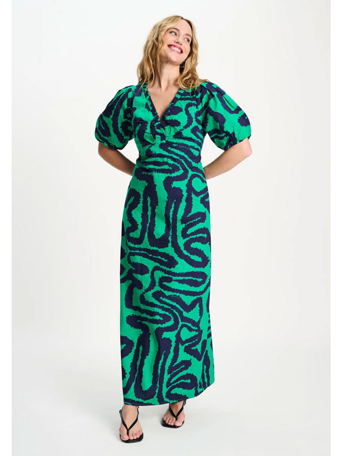 Pom Poplin Waves Dress Green