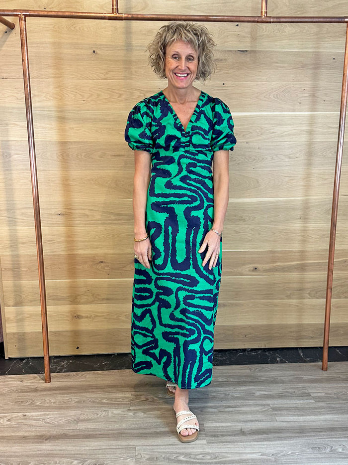 Pom Poplin Waves Dress Green