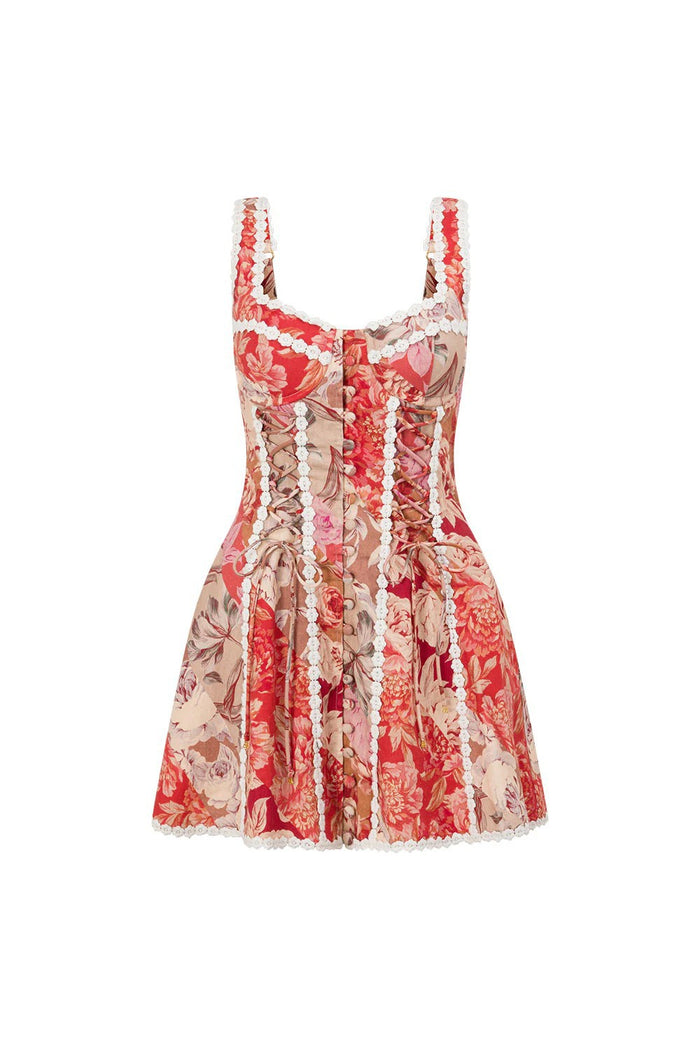 Poppy Pine Mini Dress - Red