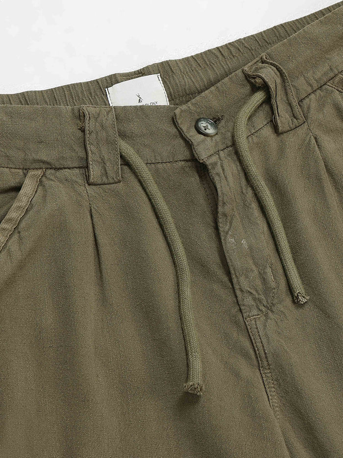 Olive Linen Cargo Pants for Men detail view - Portofino Linen Pant by Italian Colony