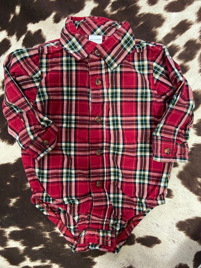Pre-Loved Carter's Red Plaid Bodysuit *6 Months - Deer Creek Mercantile