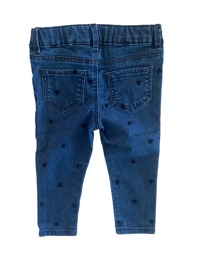 Pre-Loved Oshkosh Baby Girls Jeans With Hearts Size 18M - Deer Creek Mercantile