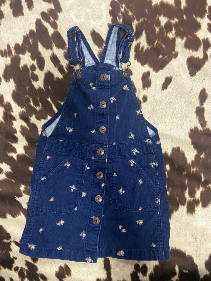 Pre-Loved Oshkosh B'Gosh Floral Corduroy Navy Blue Dress *6/6X Youth Girls - Deer Creek Mercantile