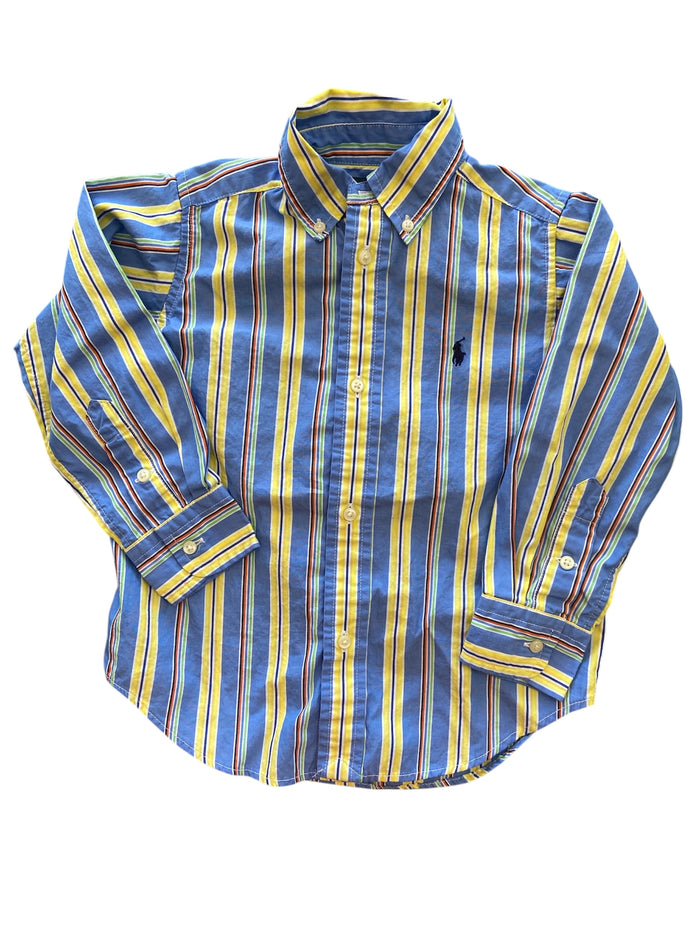 Pre-Loved Ralph Lauren Blue/Yellow Striped Shirt *Size 3T - Deer Creek Mercantile