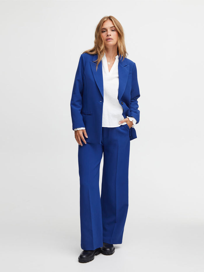 Pulz PzBeverley Wide Leg Trousers Blue