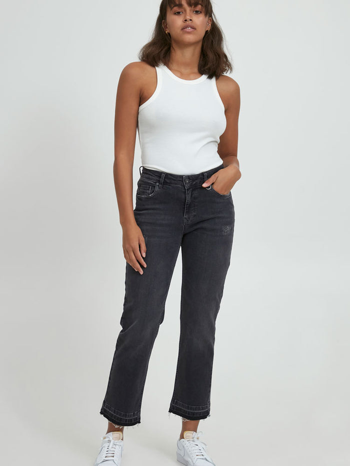 Pulz PzEmma Straight Crop Jeans Dark Grey