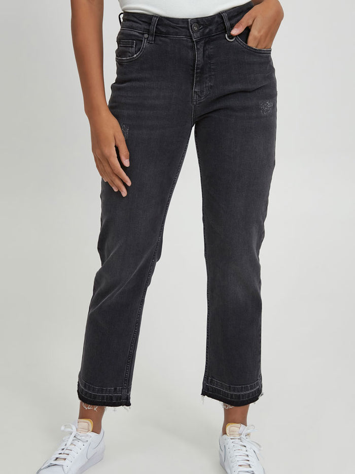 Pulz PzEmma Straight Crop Jeans Dark Grey