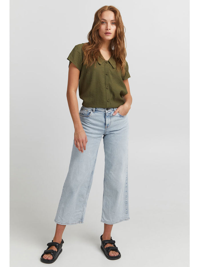 Pulz PzEmma Wide Leg Jeans Light Blue