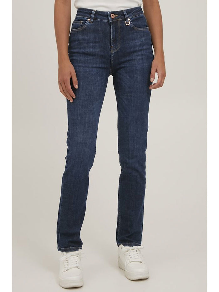 Pulz PZLIVA Straight Jeans Dark Blue